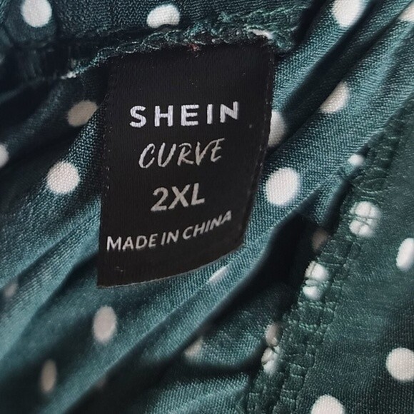 Shein Curve Green White Polka Dot High Slits Maxi Skirt 2XL - Picture 7 of 7